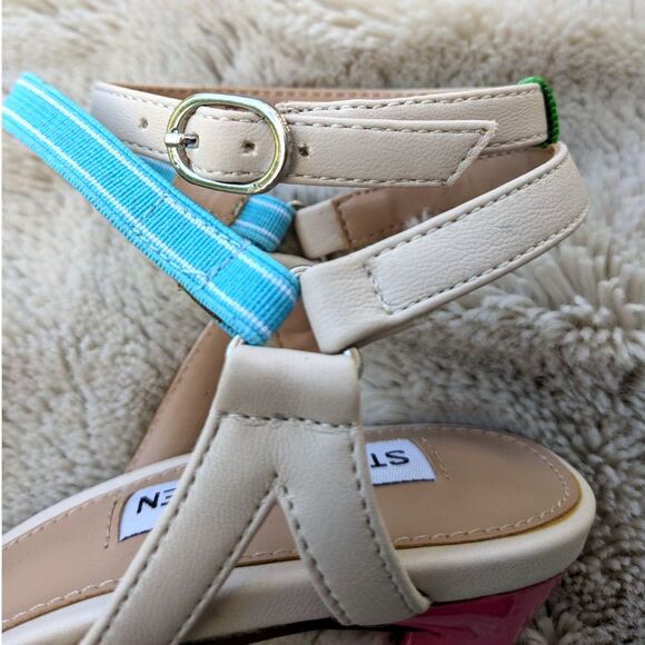 NWOT Steve Madden AFORD Yellow Multicolor Mesh Toe Stiletto Ankle Strap Heel, 7 - Picture 14 of 15